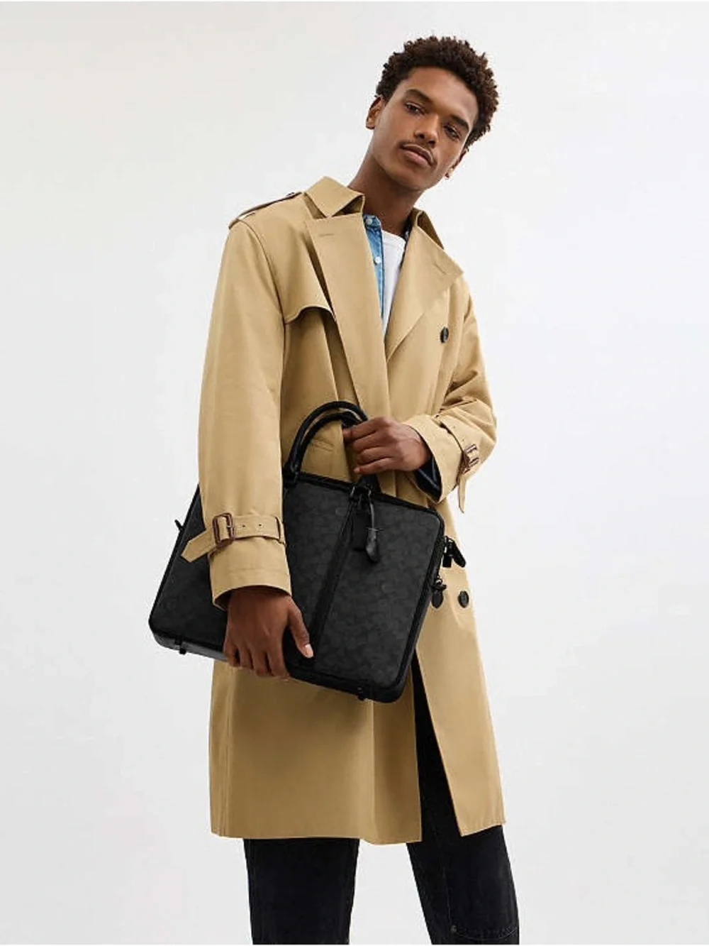 Coach Metropolitan Slim Briefcase in Signature CanvasCharcoal /Black NWT